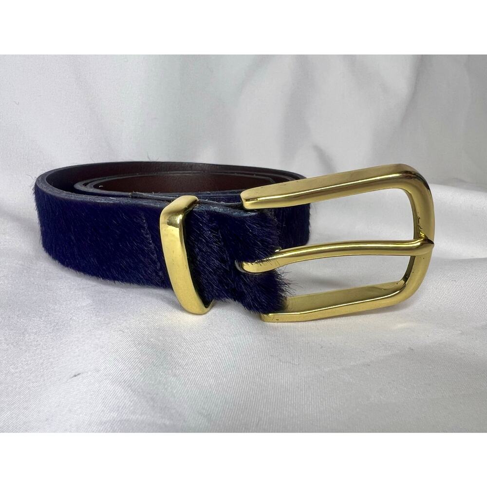 J Crew Purple Calf Hair Italian Leather Belt Size XS Made In USA